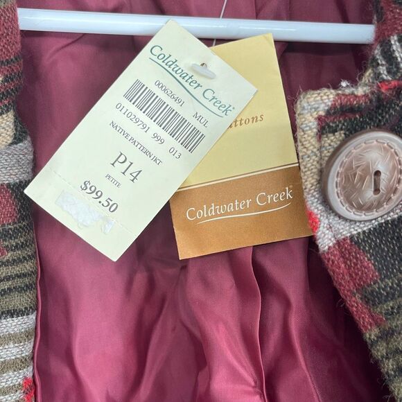 NWT COLDWATER CREEK Petite 14 Jacket Red Brown Southwest Aztec Native Wool Blend - Picture 7 of 9